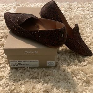 Madewell THE FRANCES SKIMMER in Mini Leopard Calf Hair.Sz 10.Pre-owned condition